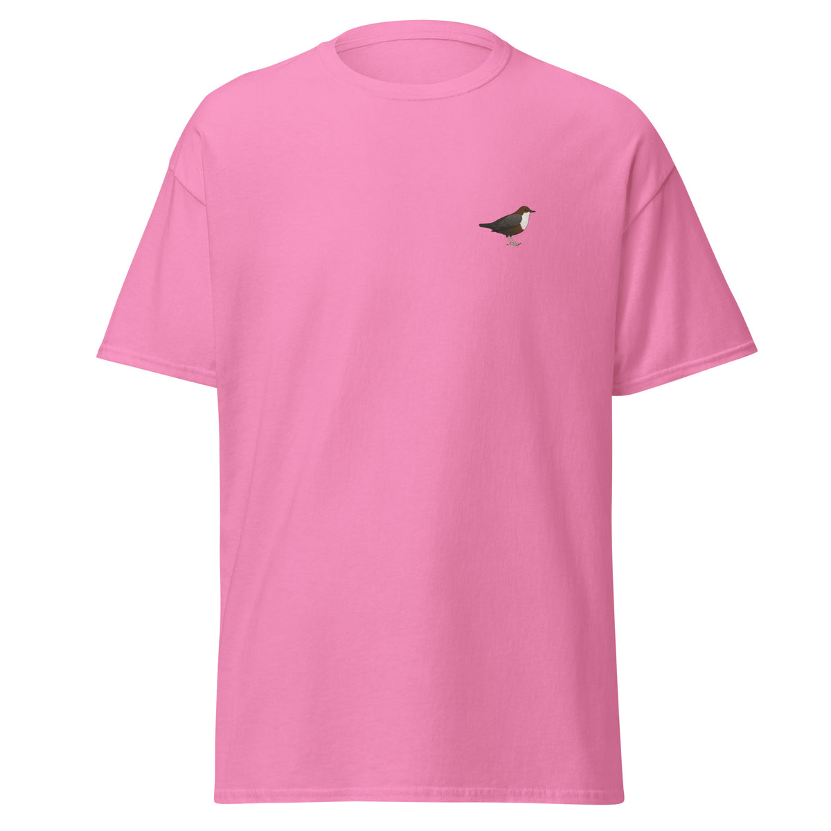 White-throated Dipper unisex bird T-shirt in Azalea
