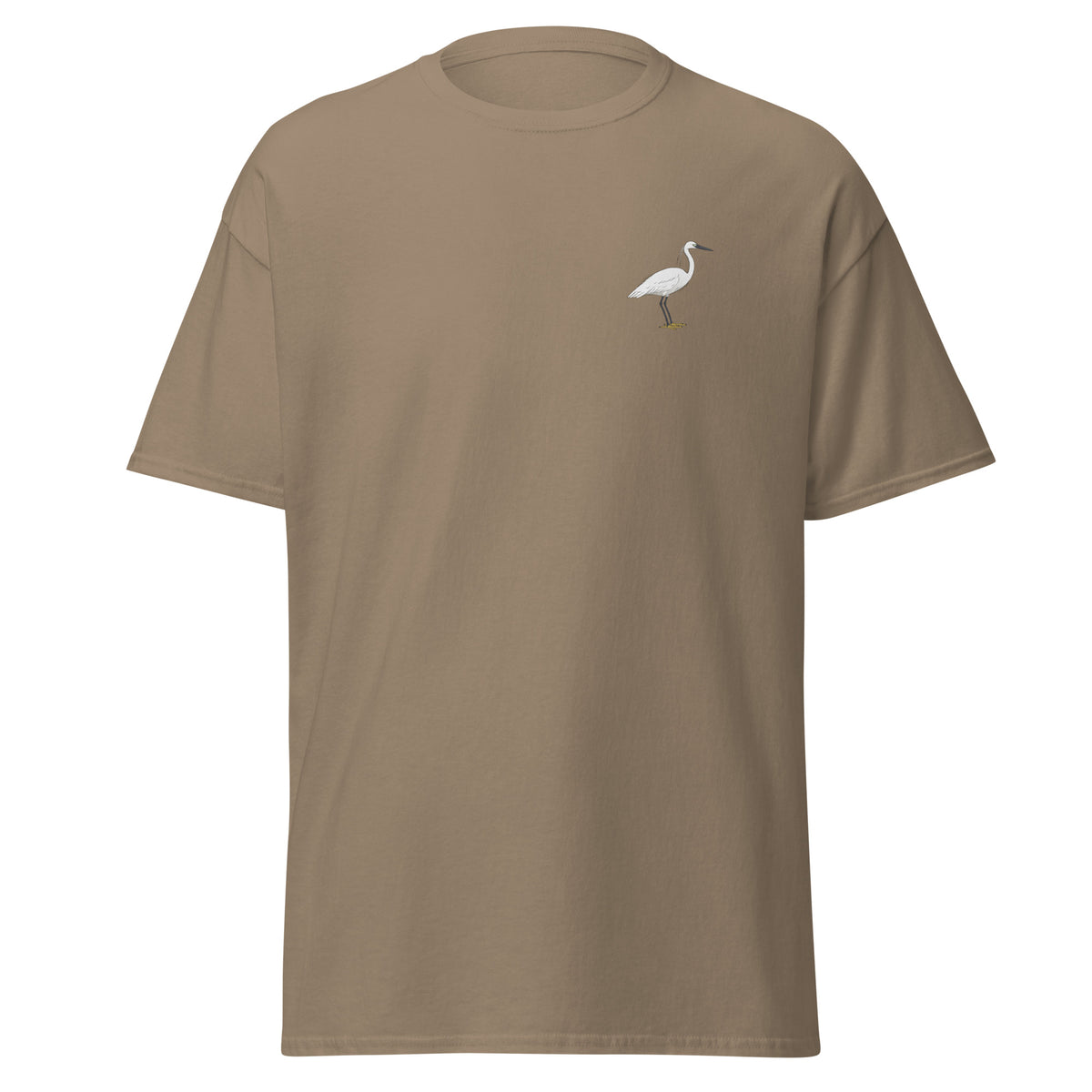 Little Egret unisex bird T-shirt in Brown Savana