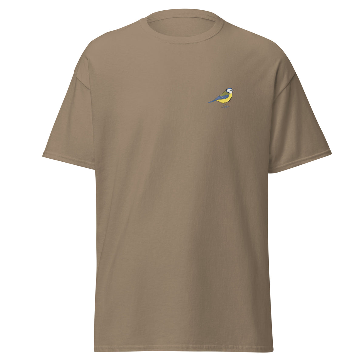 Blue Tit unisex bird T-shirt in Brown Savana