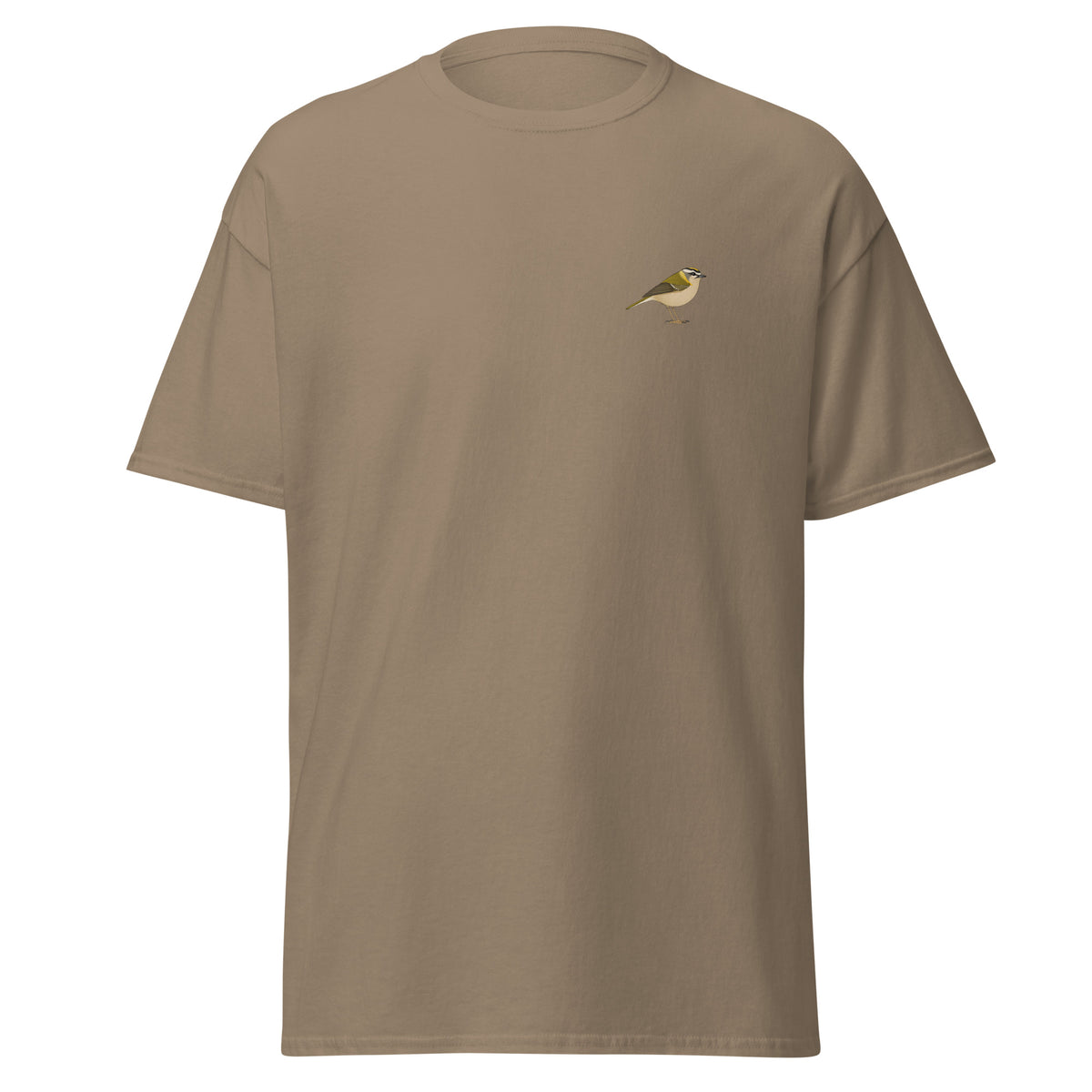 Firecrest unisex bird T-shirt in Brown Savana