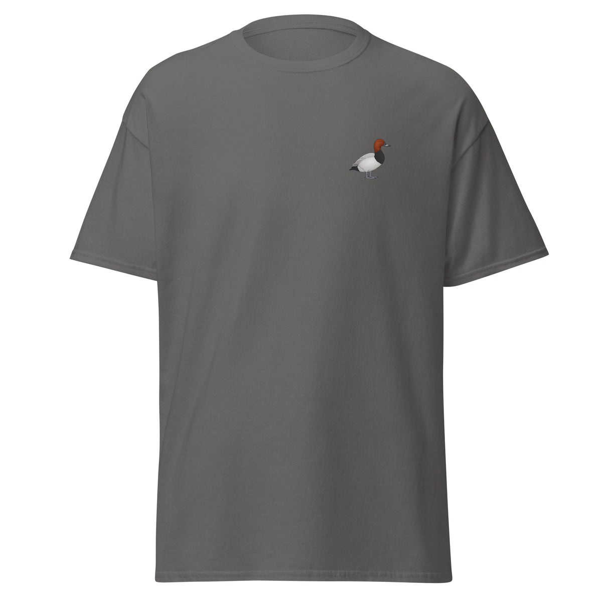 Pochard unisex bird T-shirt in Charcoal