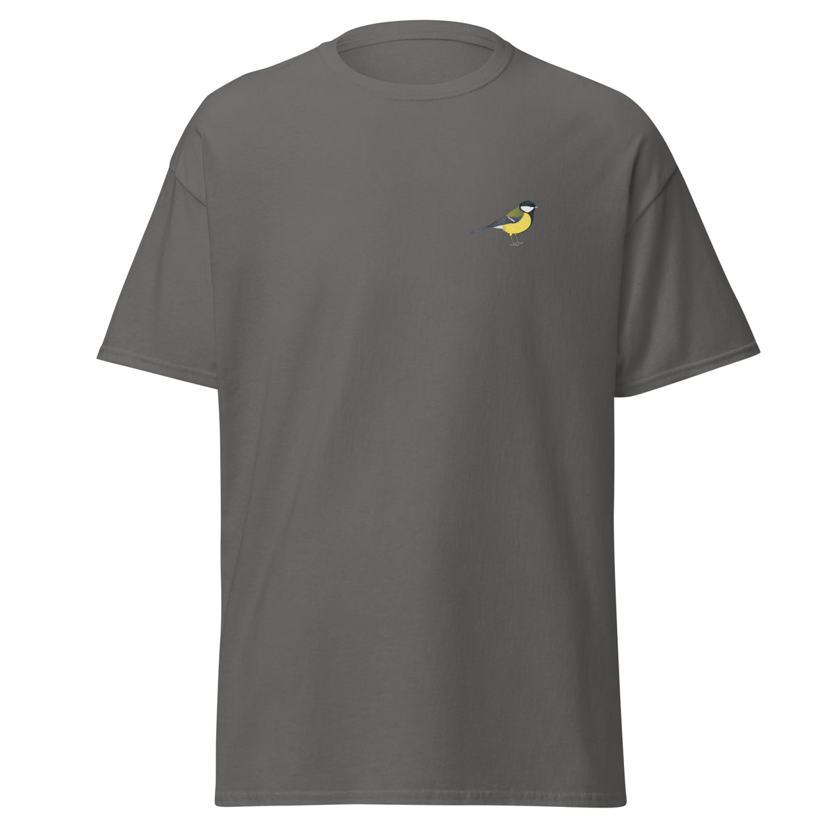 Great Tit unisex bird T-shirt in Charcoal