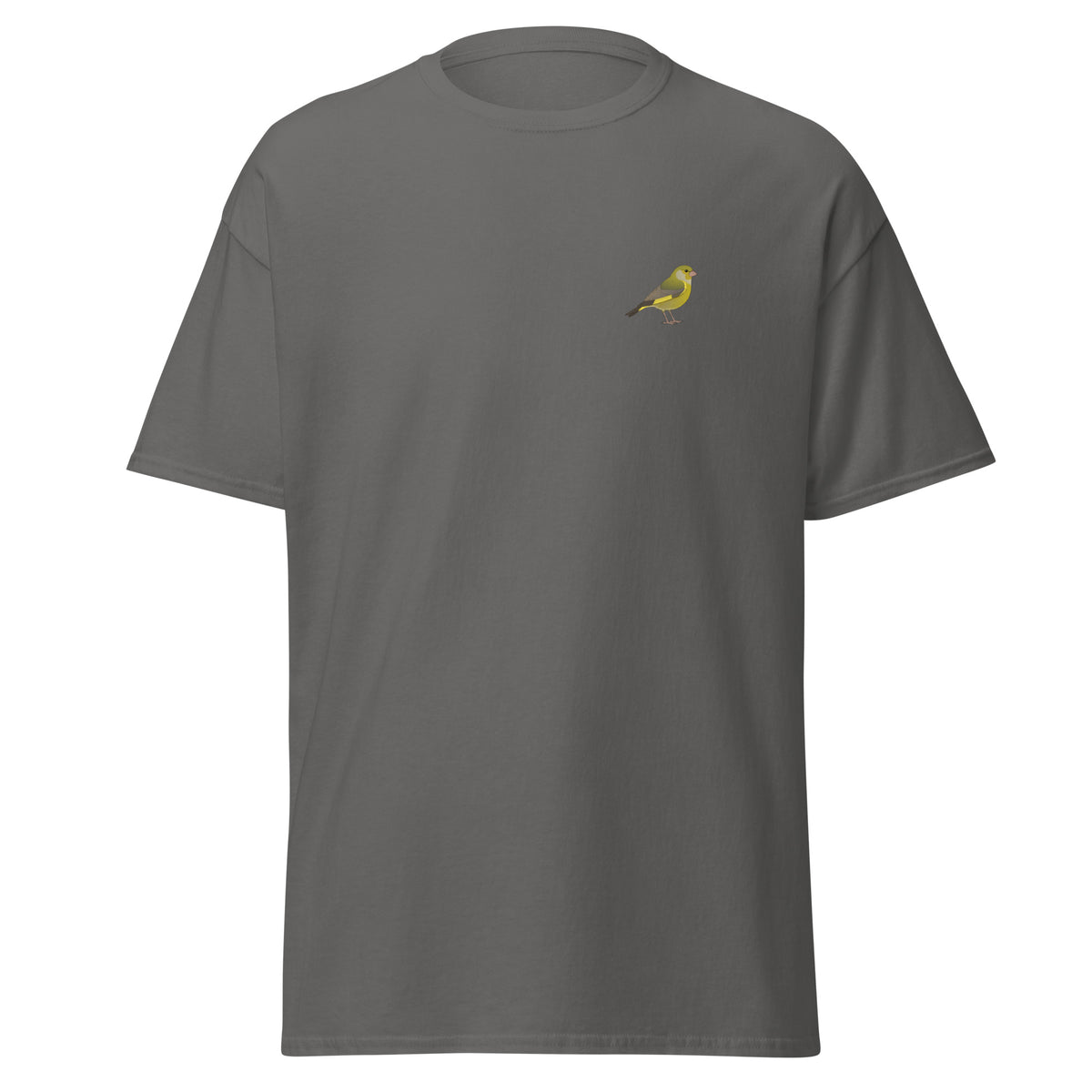 Greenfinch unisex bird T-shirt in Charcoal