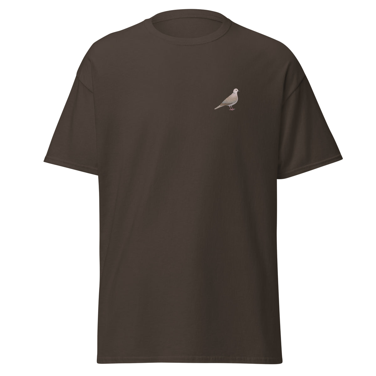Collared Dove unisex bird T-shirt in Dark Chocolate