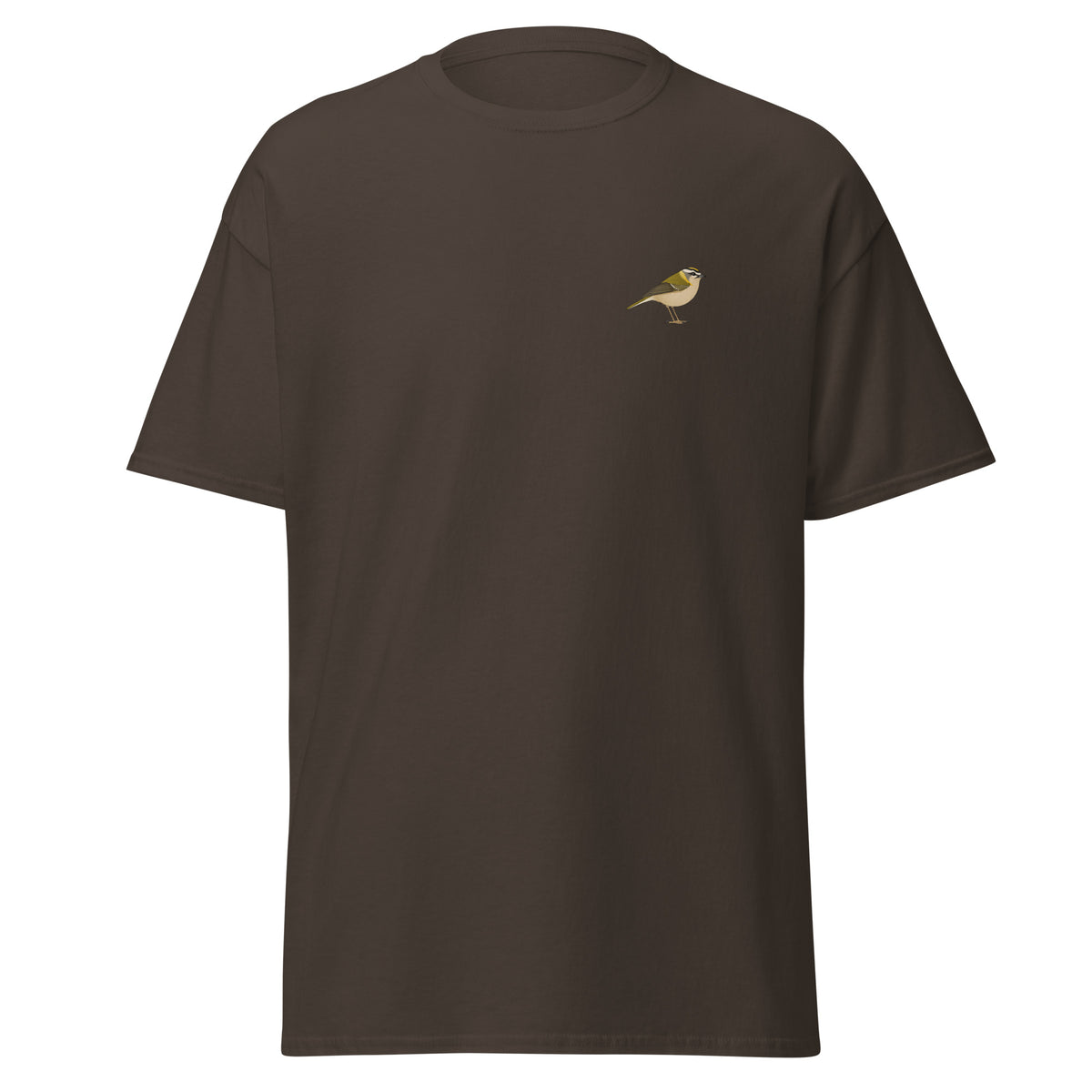 Firecrest unisex bird T-shirt in Dark Chocolate