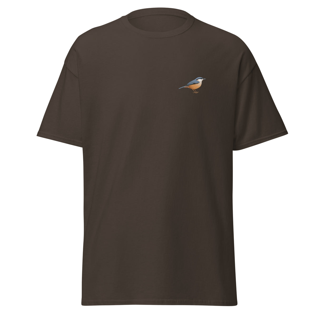 Nuthatch unisex bird T-shirt in Dark Chocolate