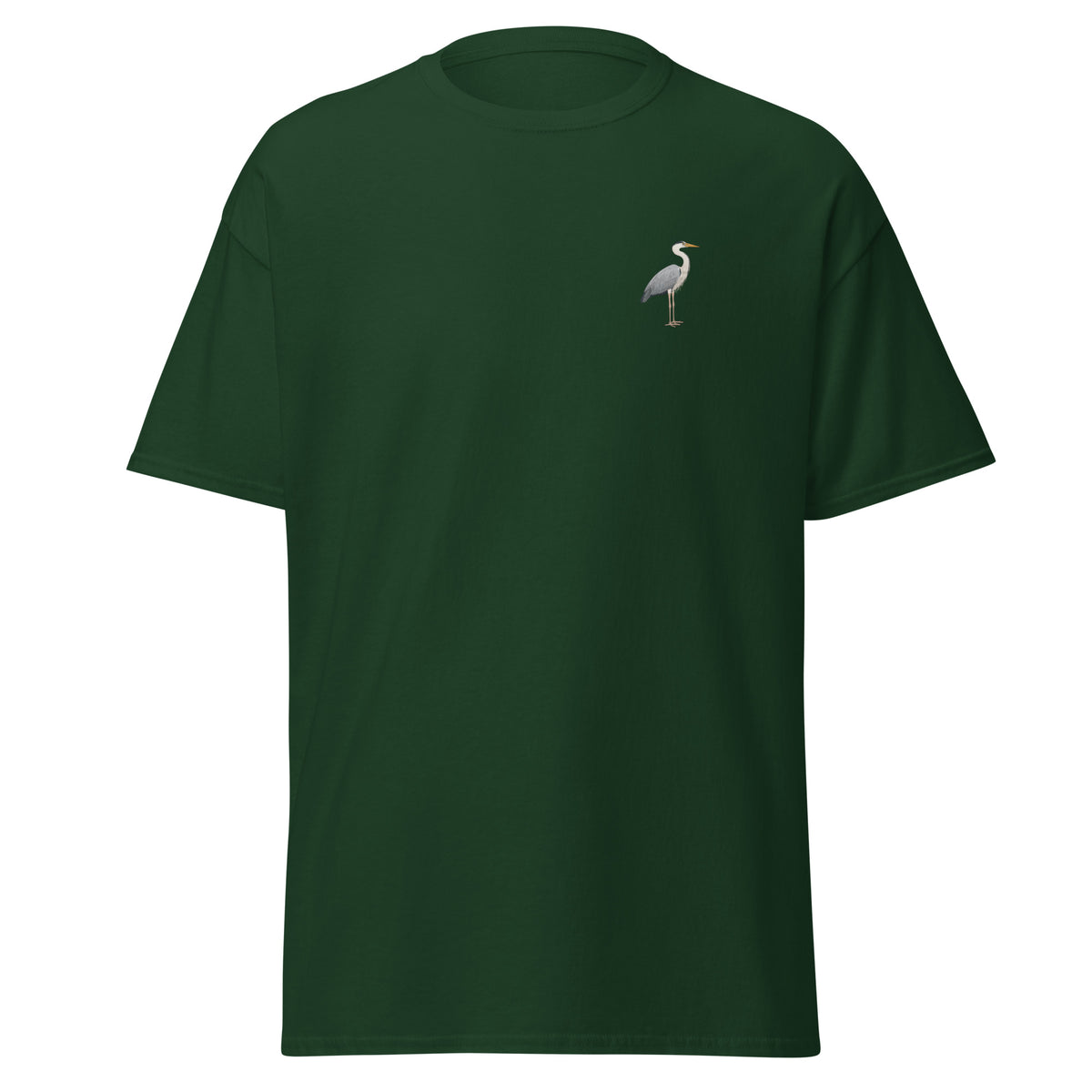 Heron unisex bird T-shirt in Forest Green