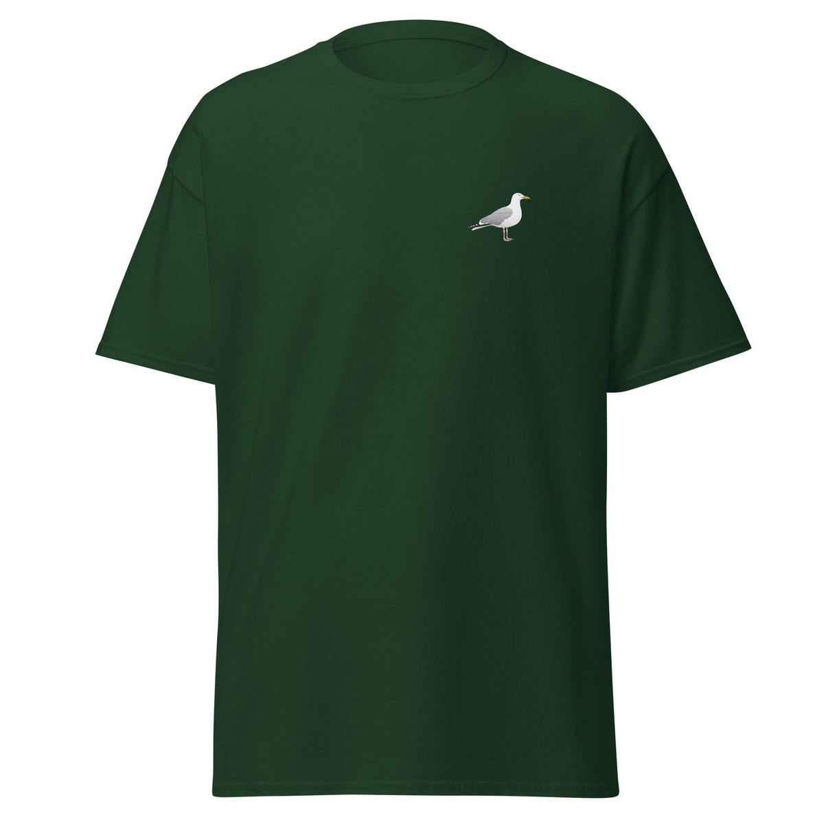 Herring Gull unisex bird T-shirt in Forest Green