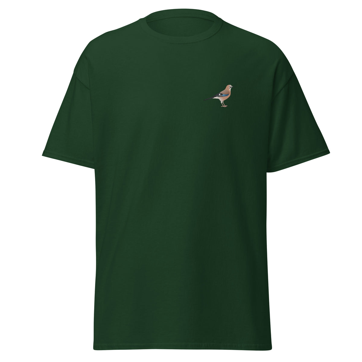 Jay unisex bird T-shirt in Forest Green
