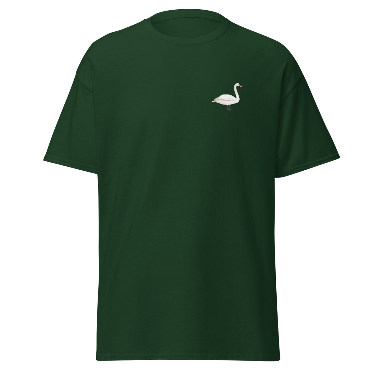 Mute Swan unisex bird T-shirt in Forest Green