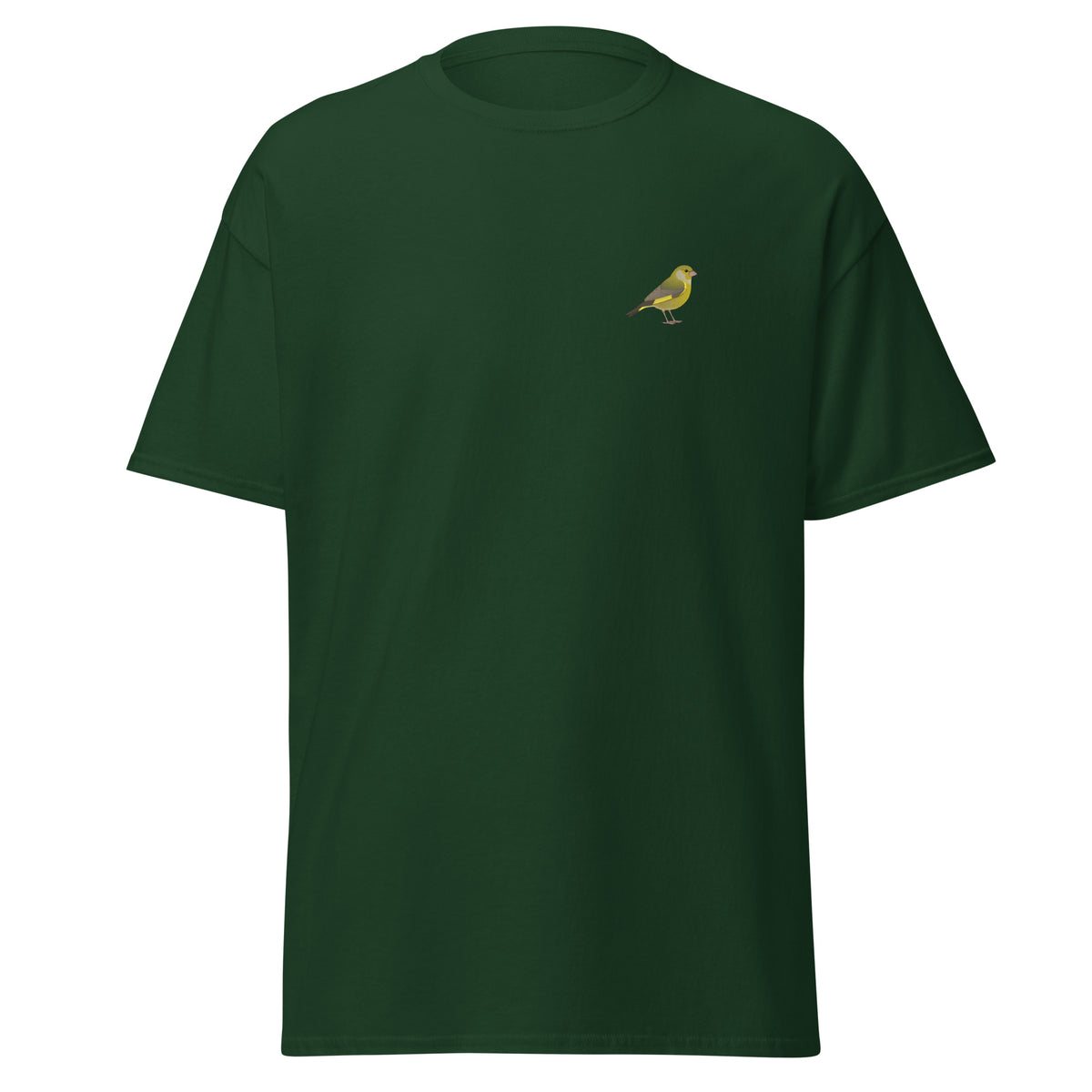 Greenfinch unisex bird T-shirt in Forest Green