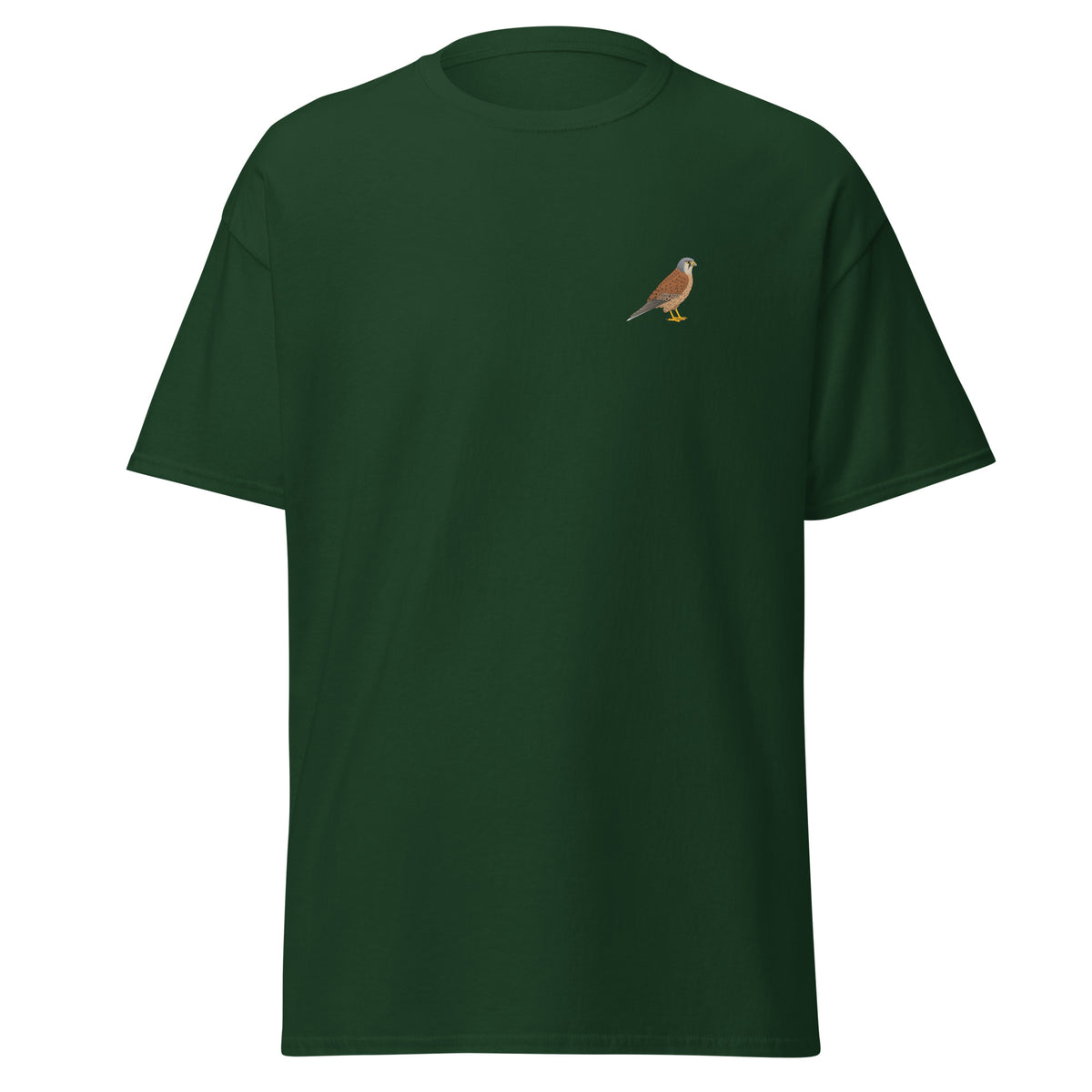 Kestrel unisex bird T-shirt in Forest Green
