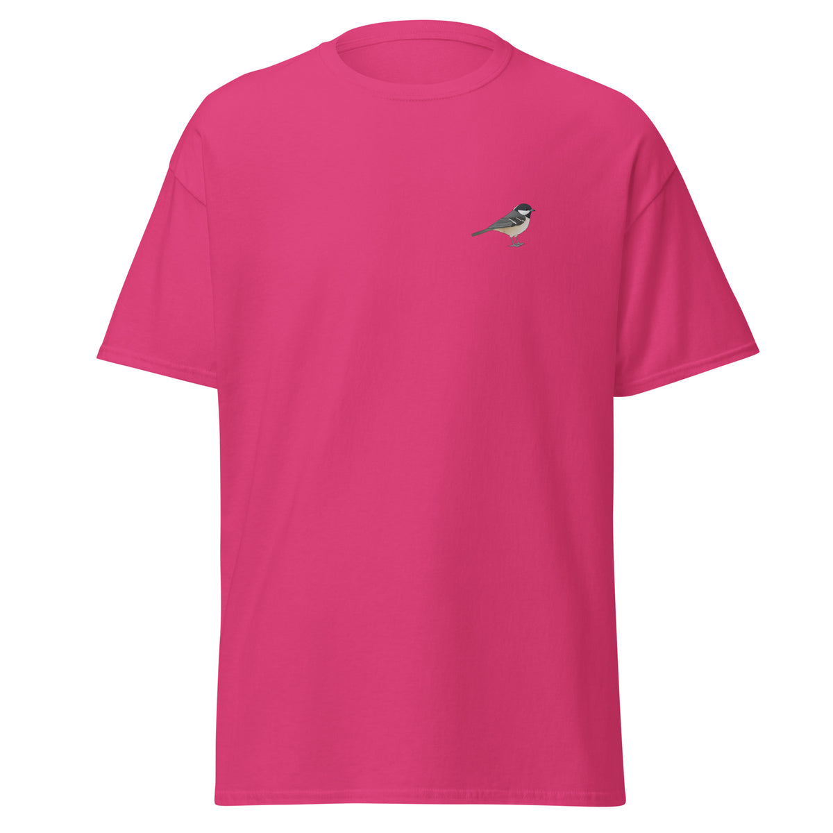 Coal Tit unisex bird T-shirt in Heliconia