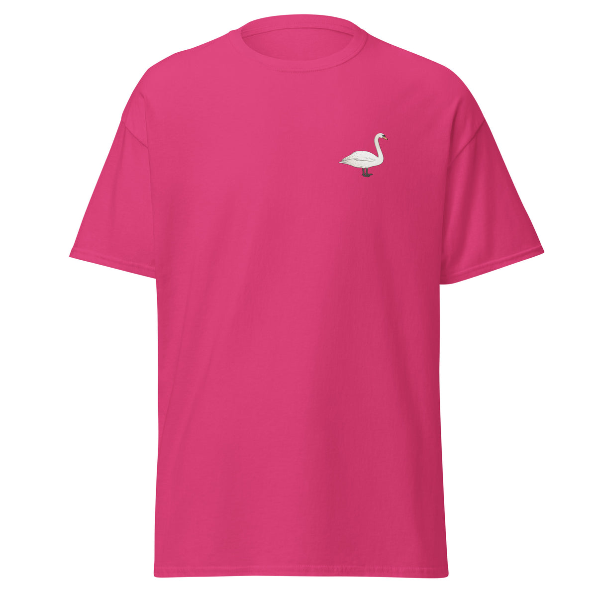 Mute Swan unisex bird T-shirt in Heliconia