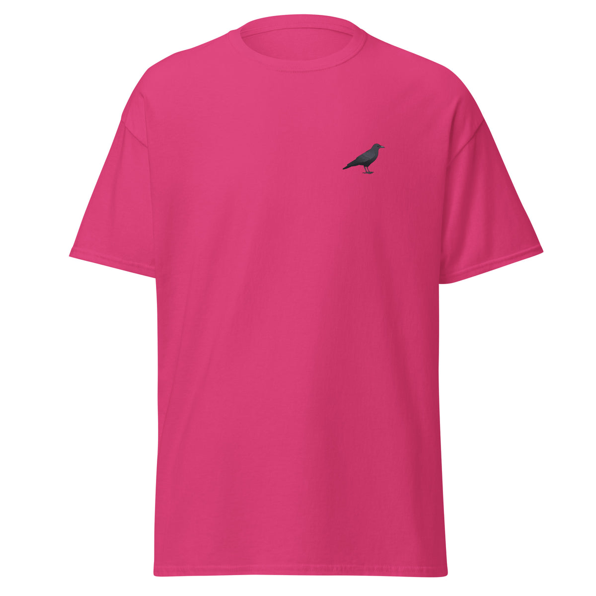 Carrion Crow unisex bird T-shirt in Heliconia