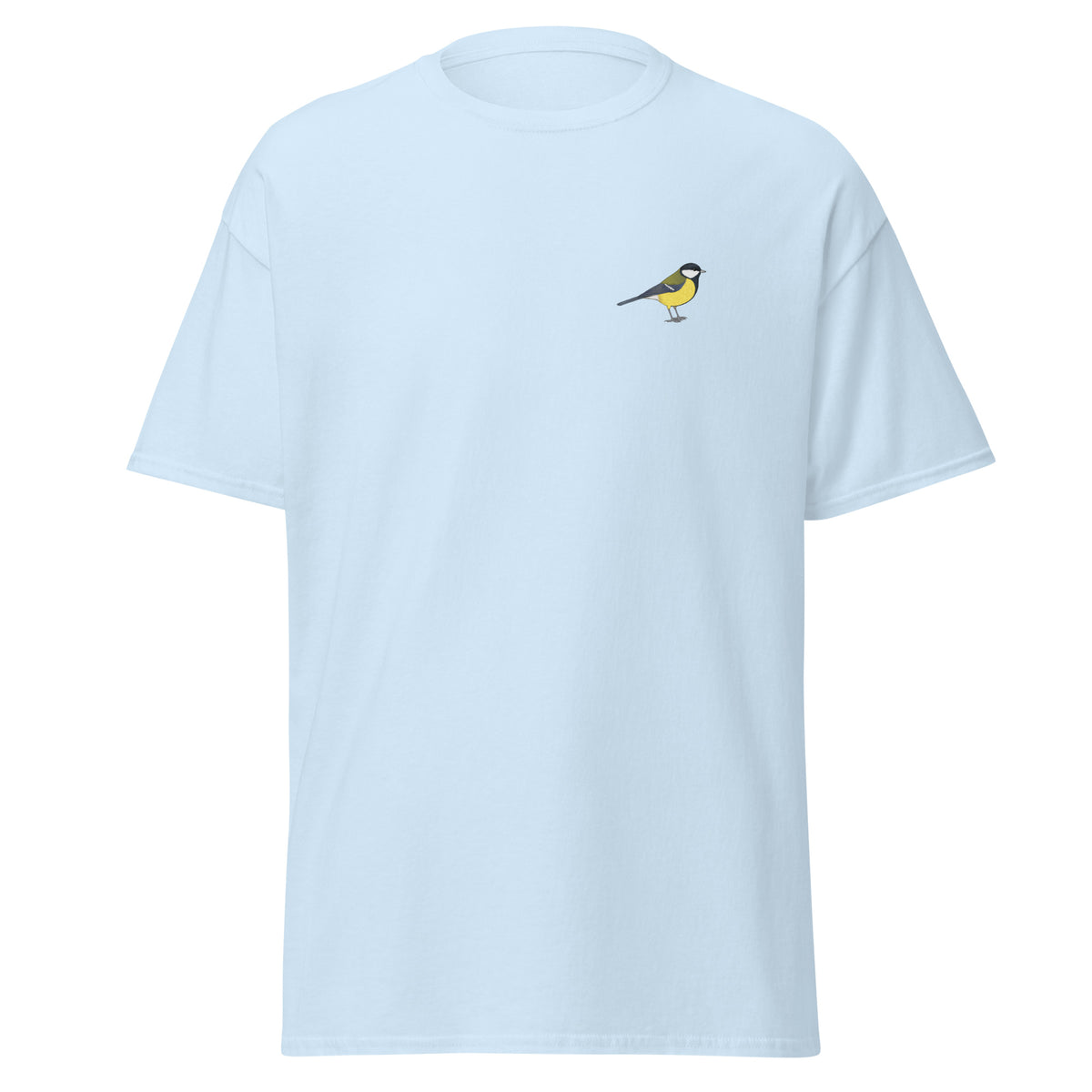 Great Tit unisex bird T-shirt in Light Blue