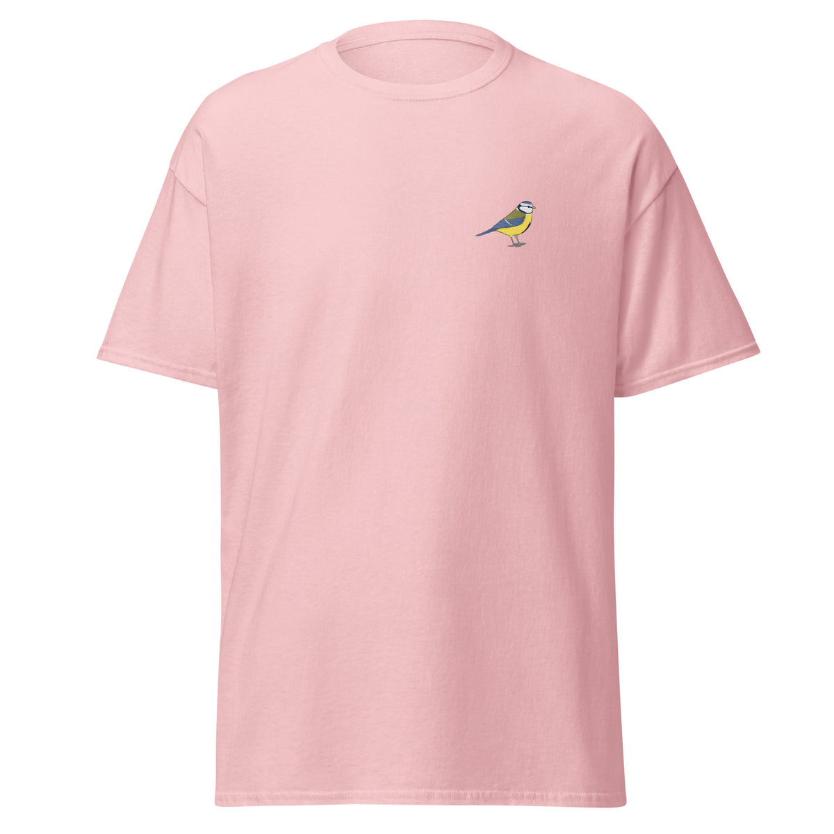Blue Tit unisex bird T-shirt in Light Pink