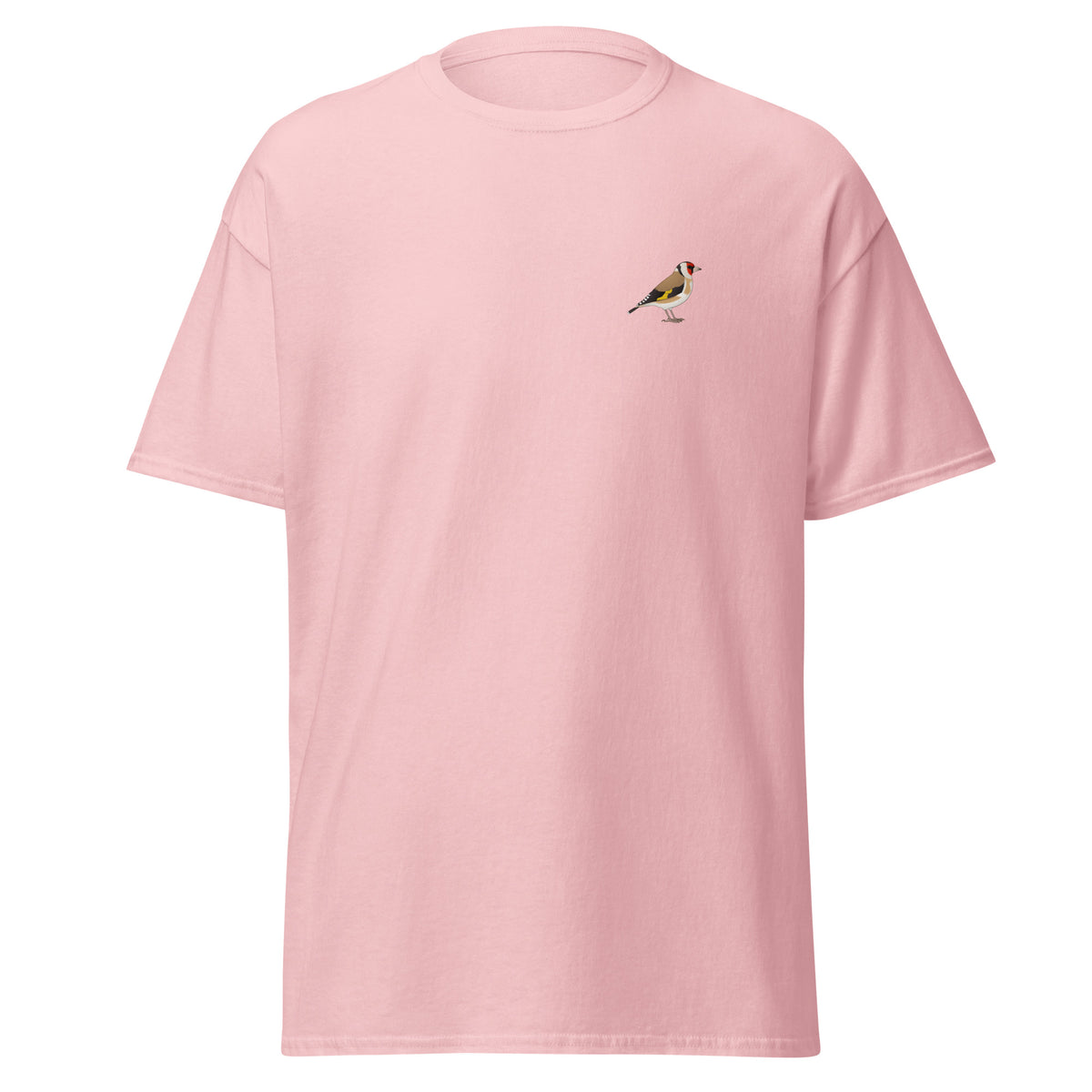Goldfinch unisex bird T-shirt in Light Pink