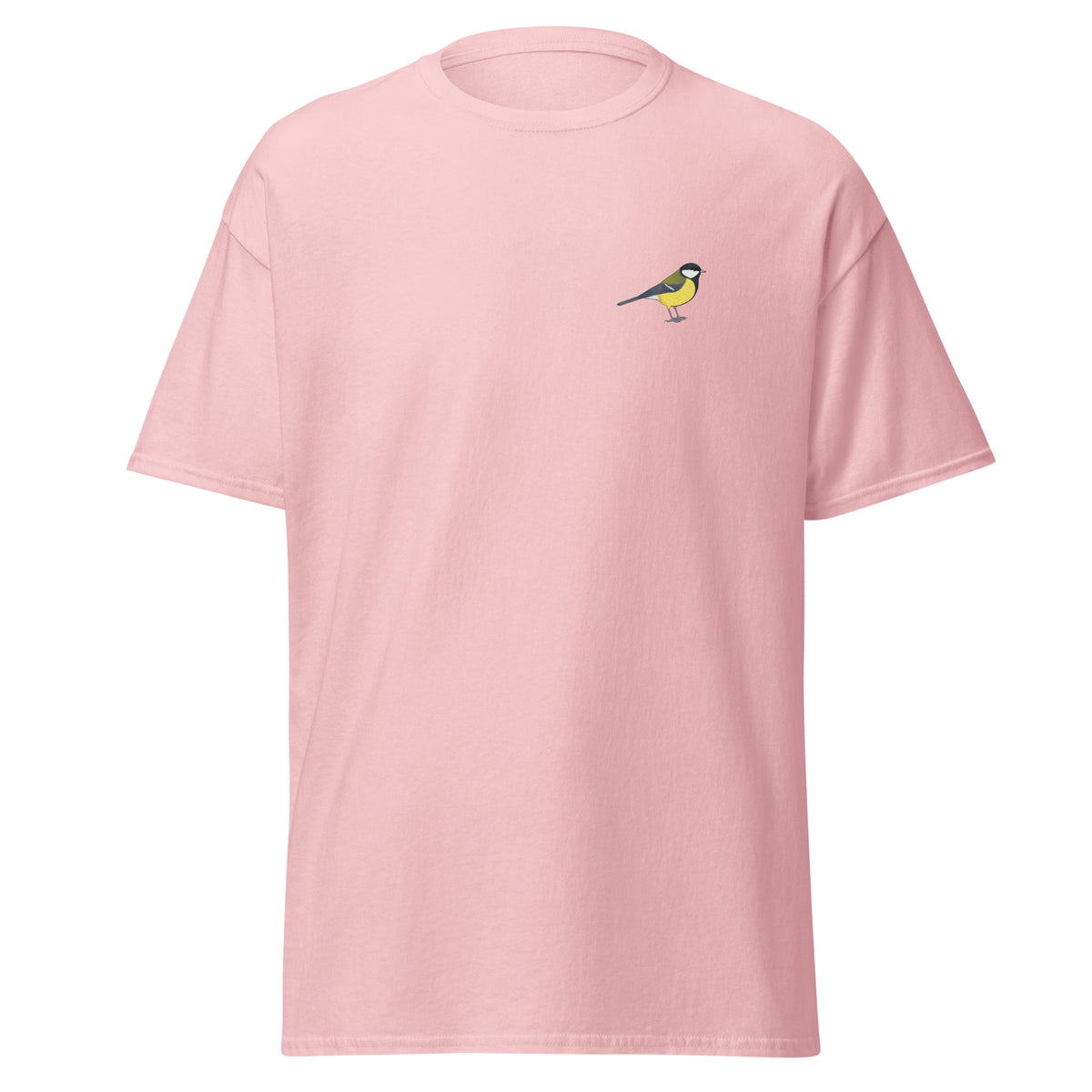 Great Tit unisex bird T-shirt in Light Pink