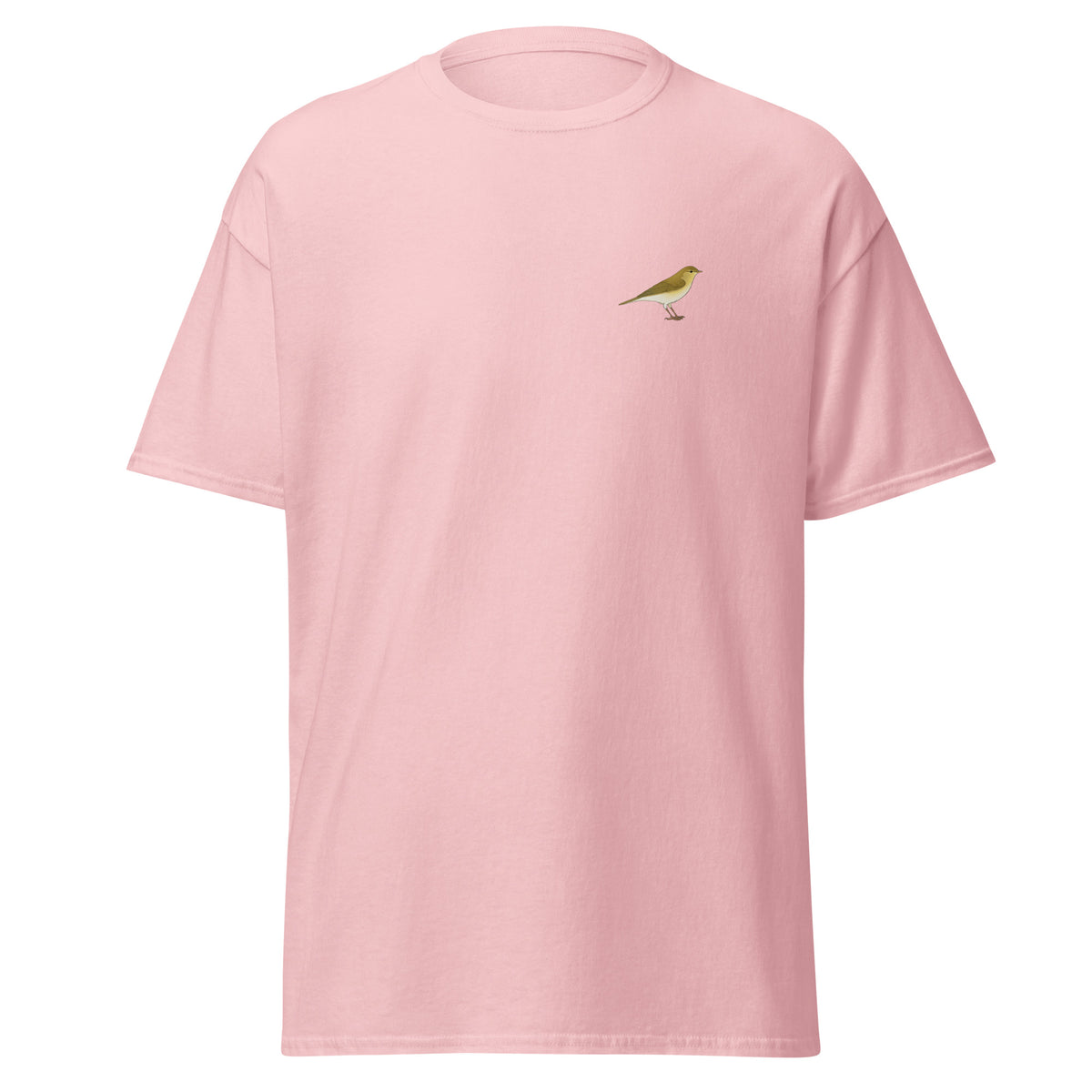 Willow Warbler unisex bird T-shirt in Light Pink