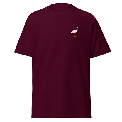Little Egret unisex bird T-shirt in Maroon