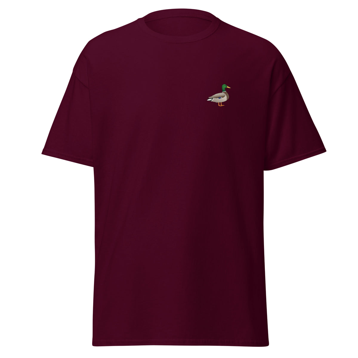 Mallard unisex bird T-shirt in Maroon