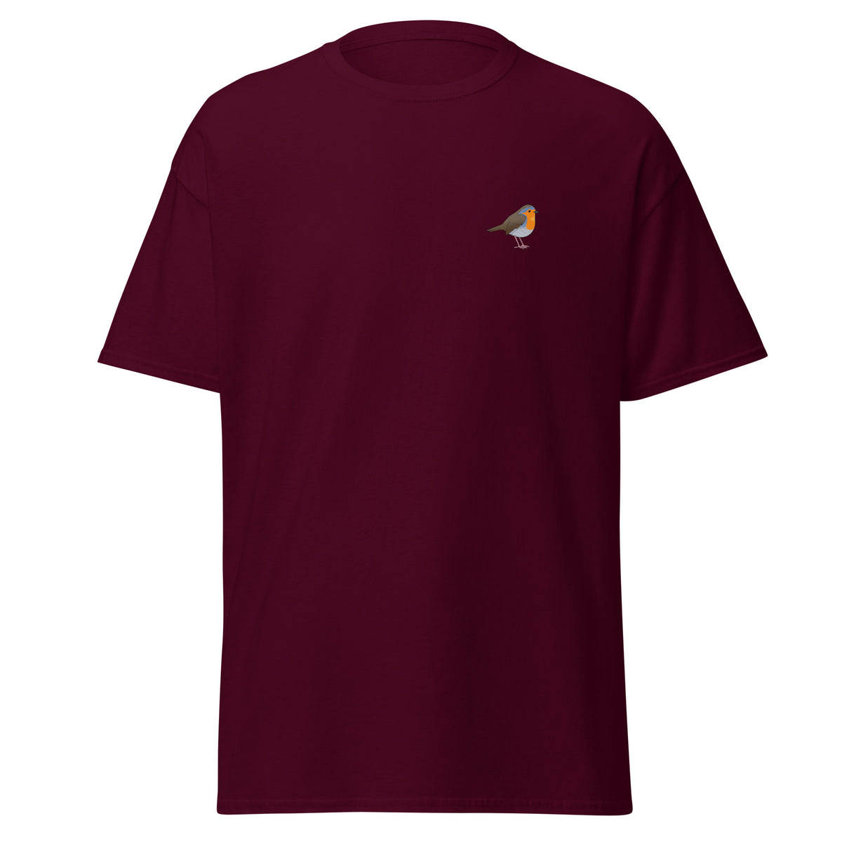 Robin unisex bird T-shirt in Maroon