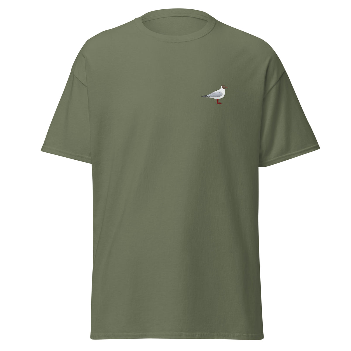 Black-headed Gull unisex bird T-shirt in Military Green