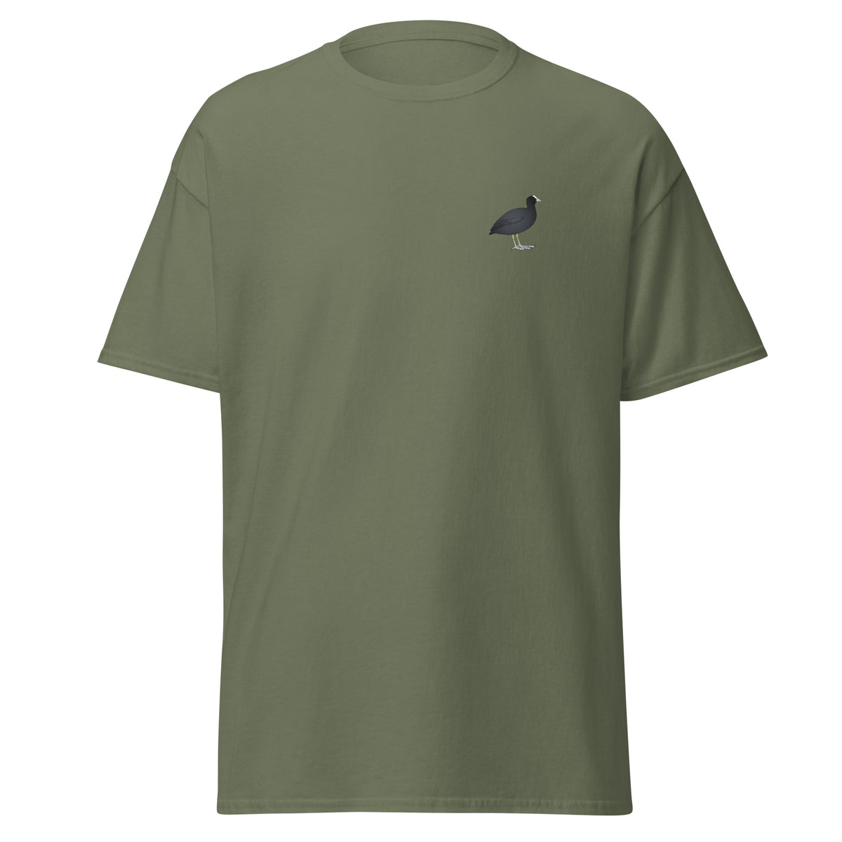 Coot unisex bird T-shirt in Military Green