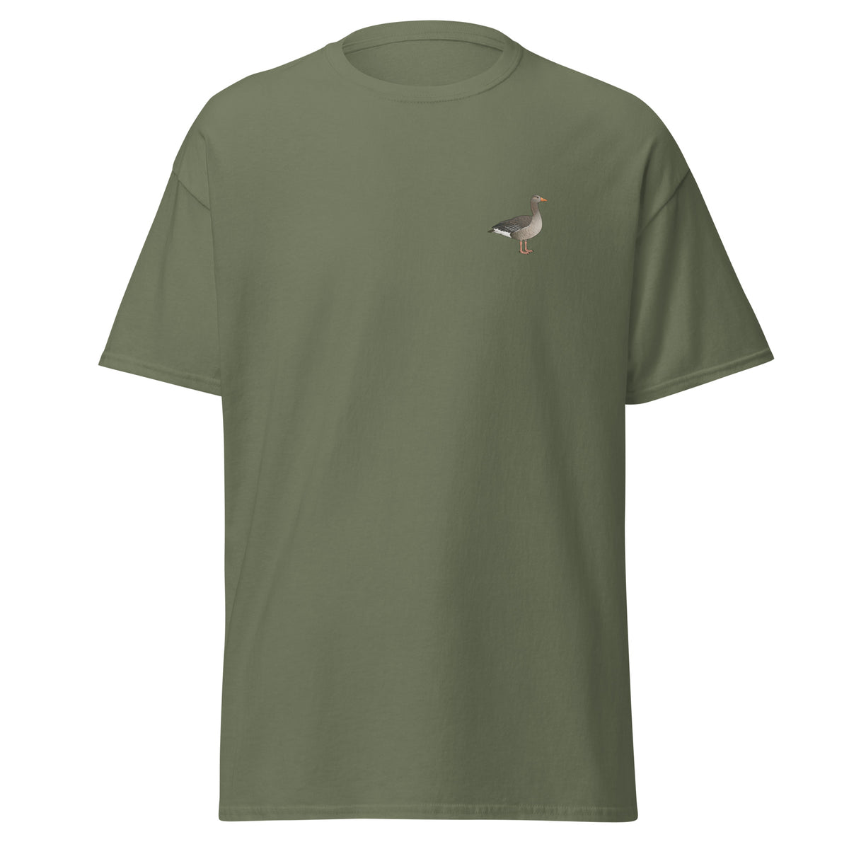 Greylag Goose unisex bird T-shirt in Military Green