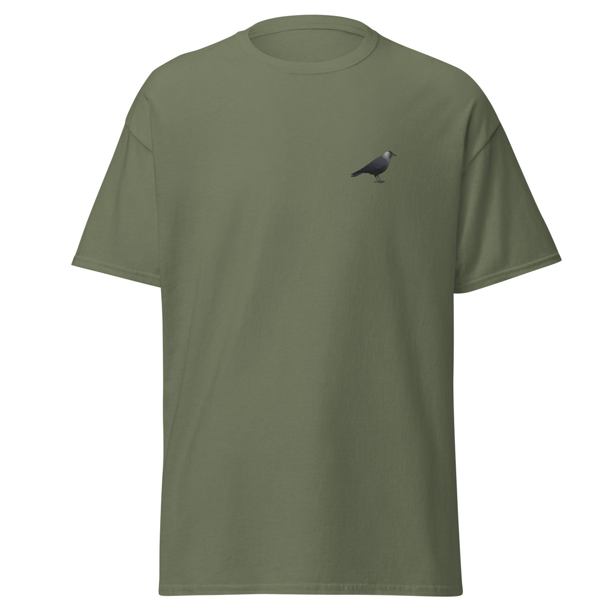Jackdaw unisex bird T-shirt in Military Green