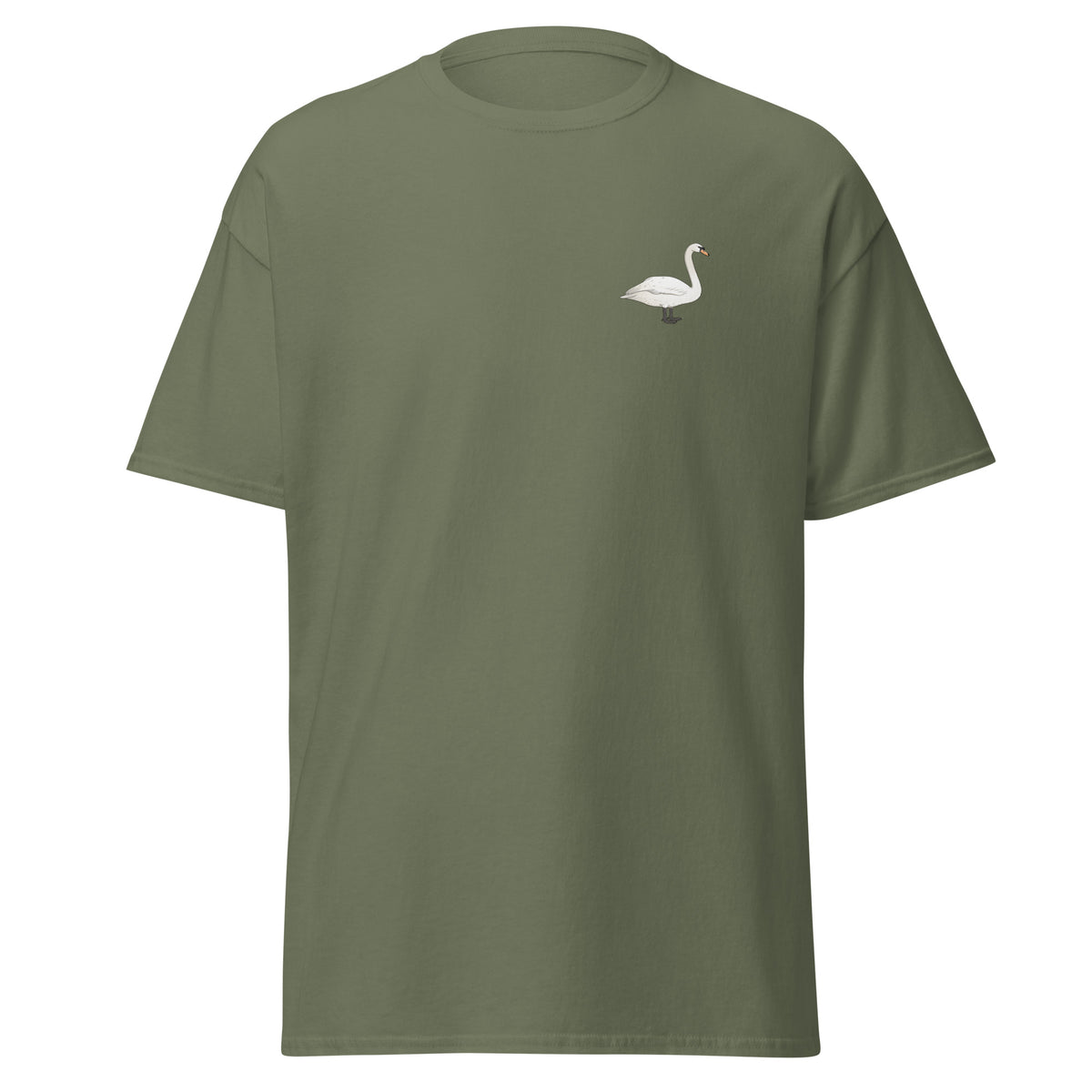 Mute Swan unisex bird T-shirt in Military Green
