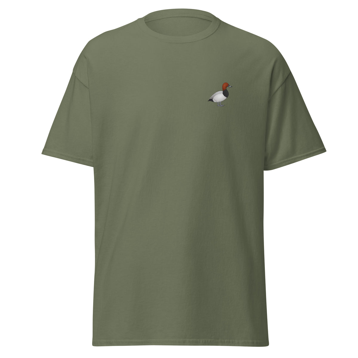 Pochard unisex bird T-shirt in Military Green
