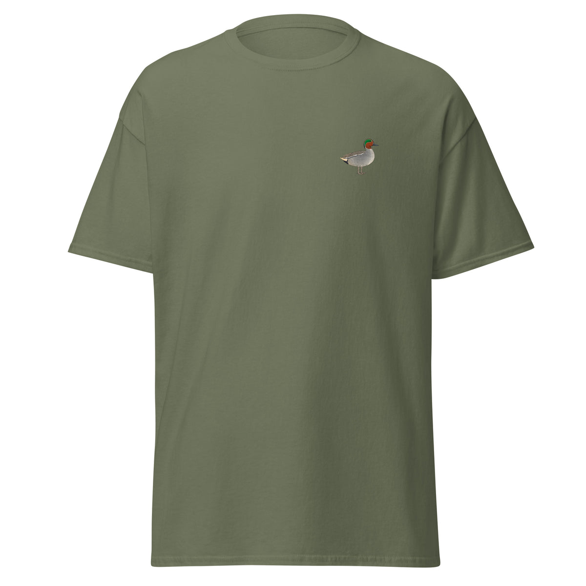 Teal unisex bird T-shirt in Military Green
