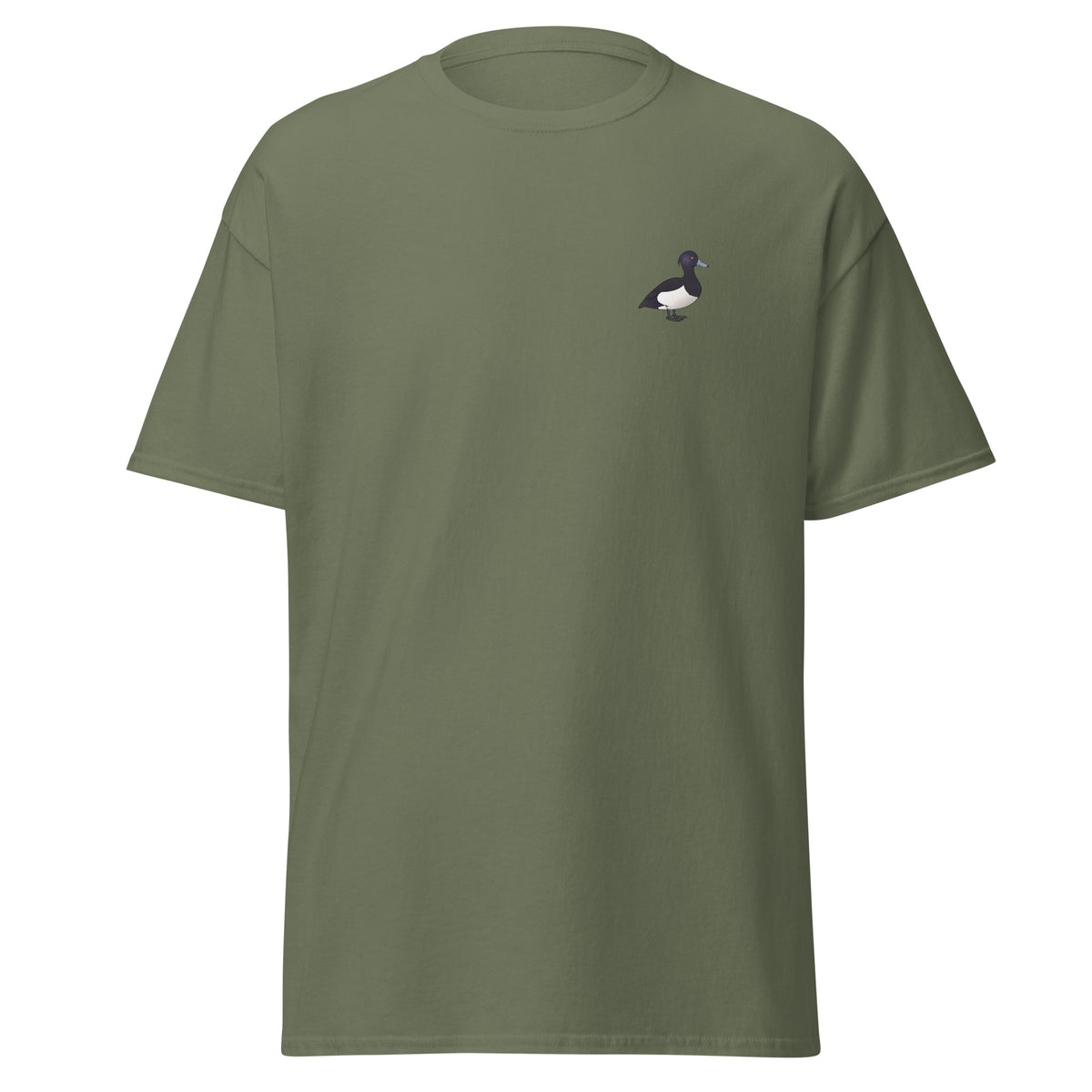 Tufted Duck unisex bird T-shirt in Military Green