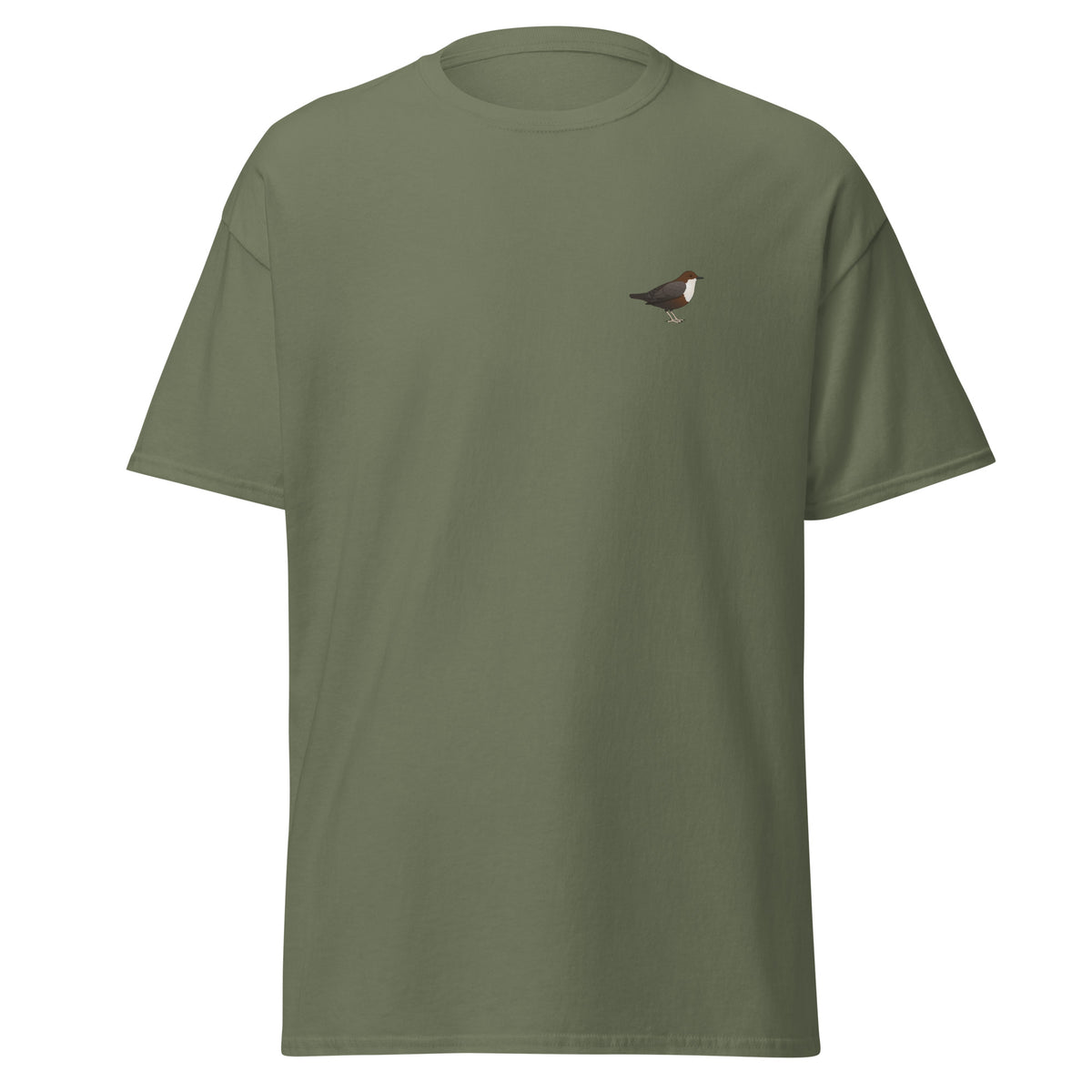 White-throated Dipper unisex bird T-shirt in Military Green