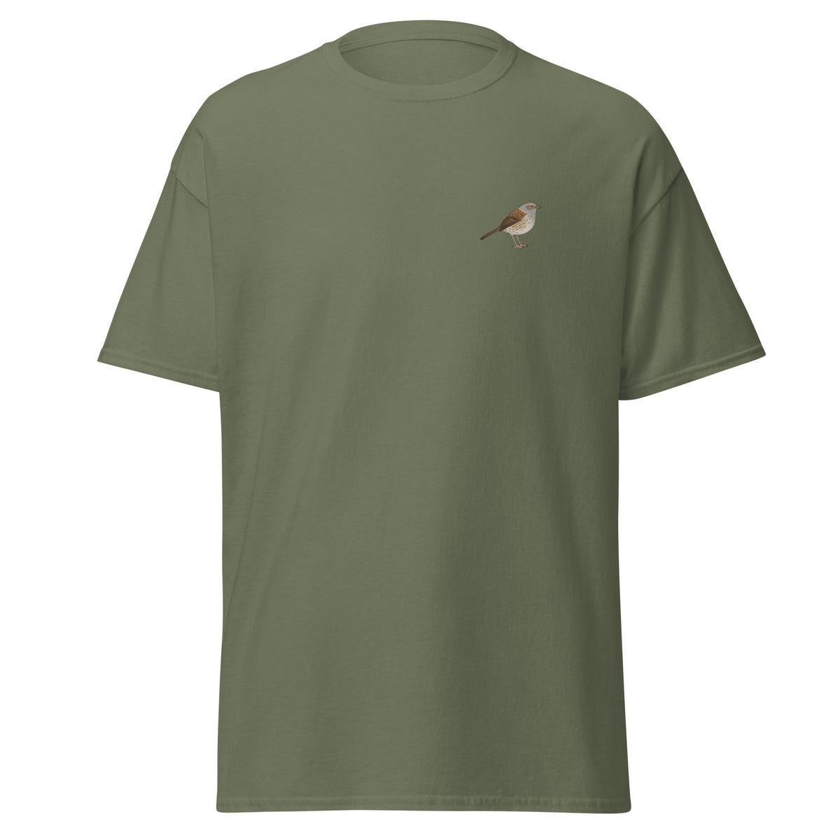 Dunnock unisex bird T-shirt in Military Green