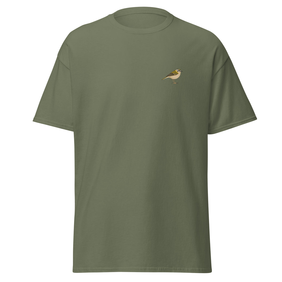 Firecrest unisex bird T-shirt in Military Green