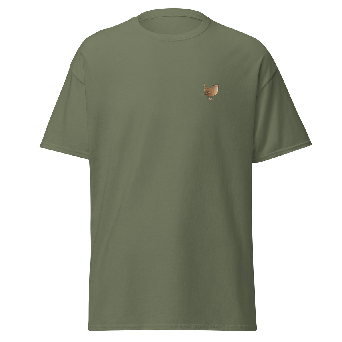 Wren unisex bird T-shirt in Military Green