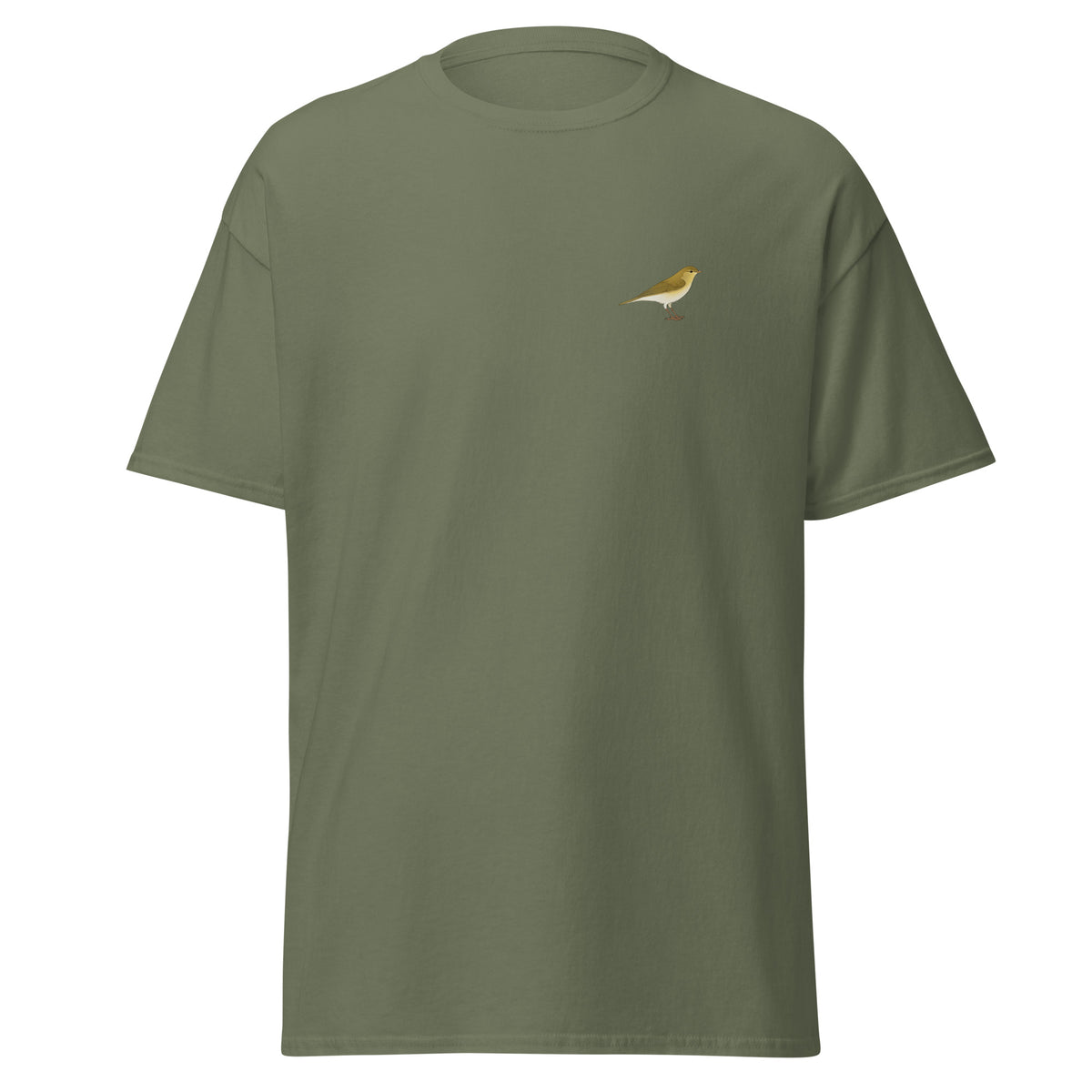 Willow Warbler unisex bird T-shirt in Military Green
