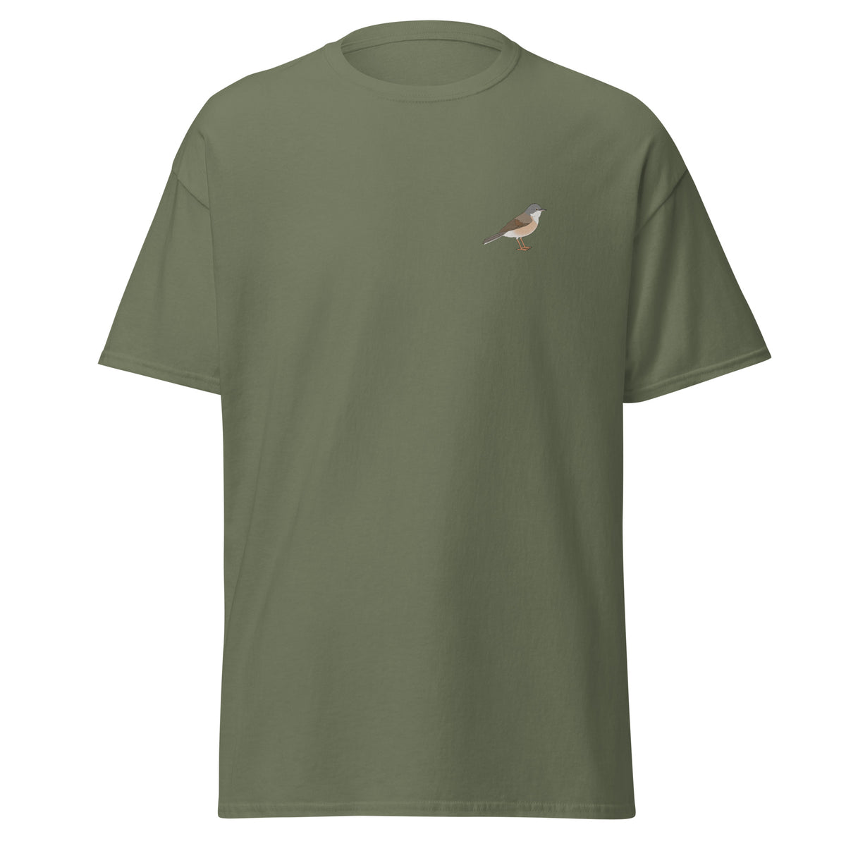 Whitethroat unisex bird T-shirt in Military Green