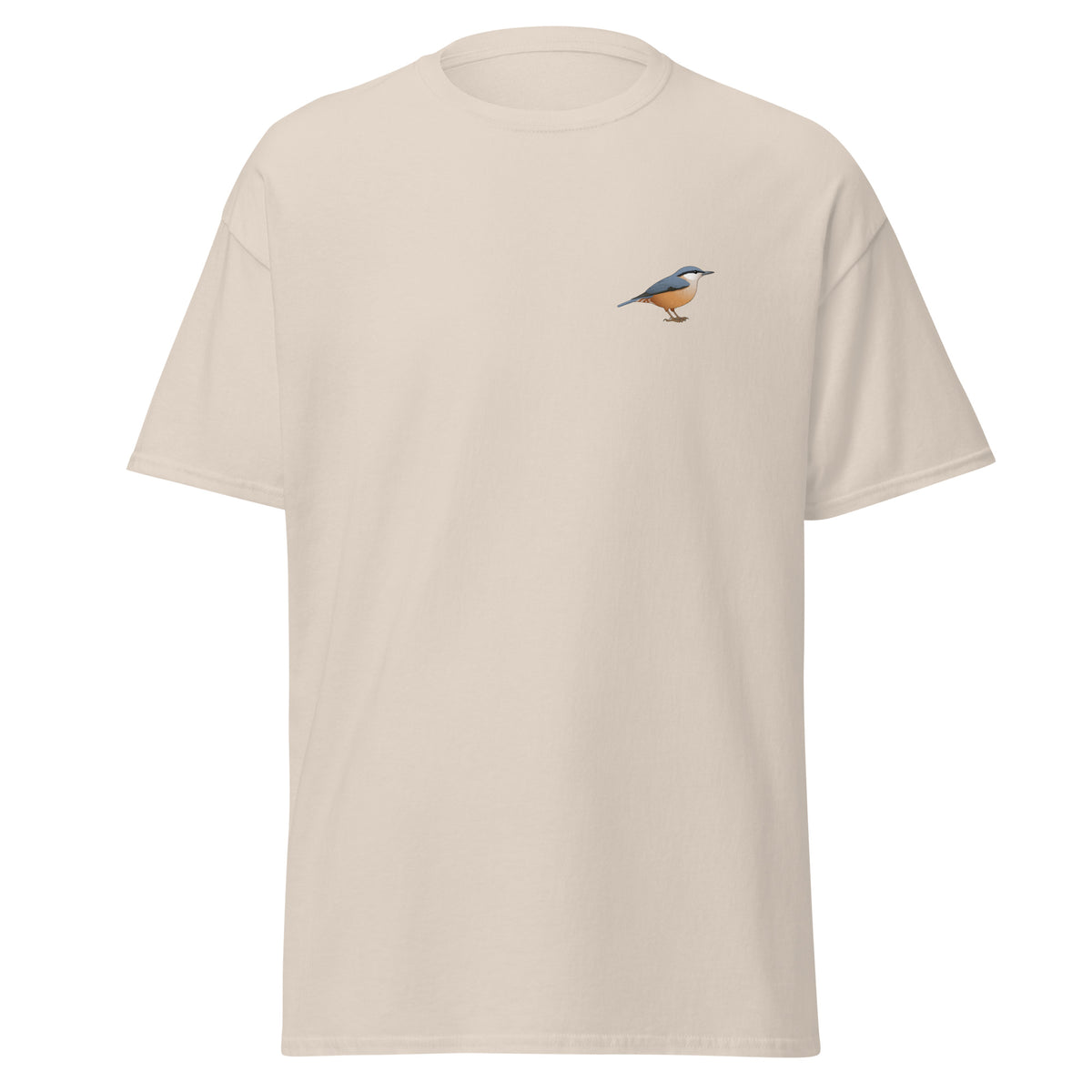 Nuthatch unisex bird T-shirt in Natural