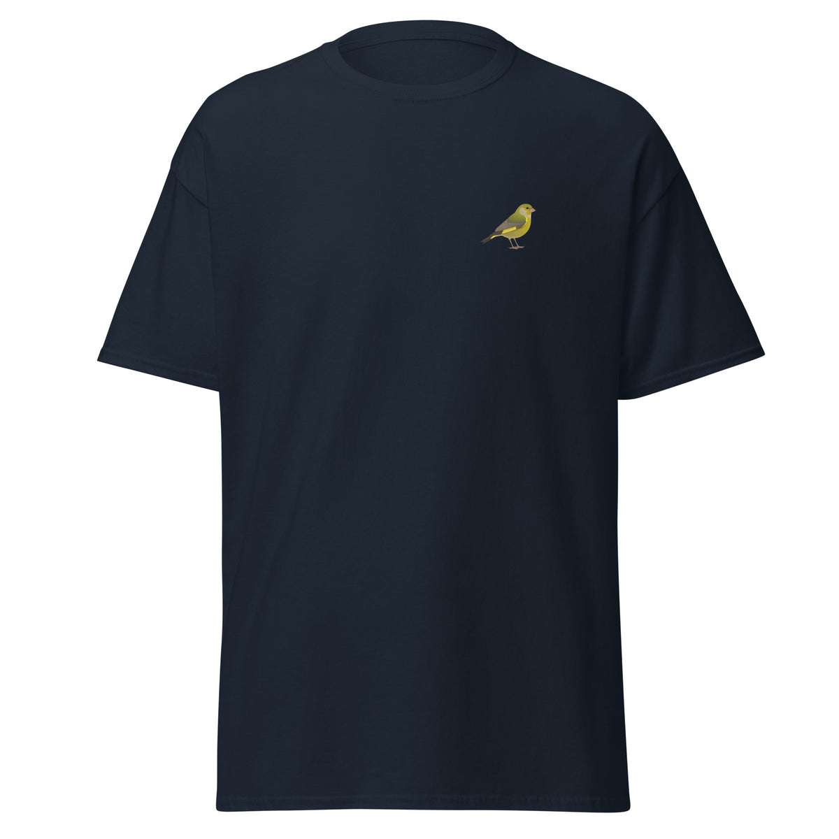 Greenfinch unisex bird T-shirt in Navy