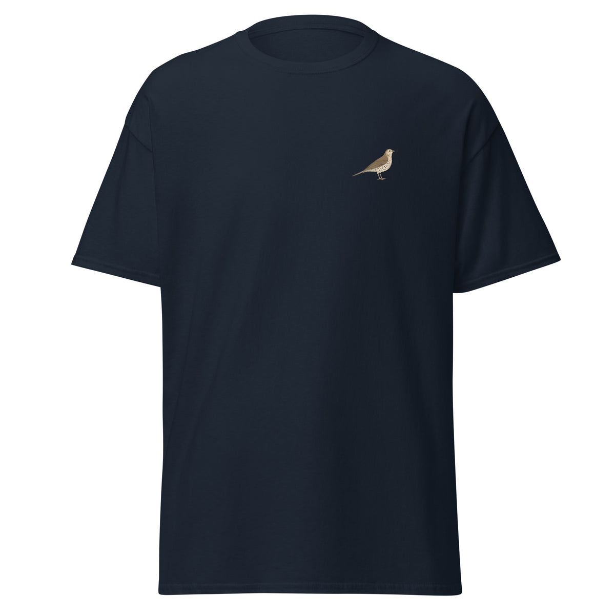 Mistle Thrush unisex bird T-shirt in Navy