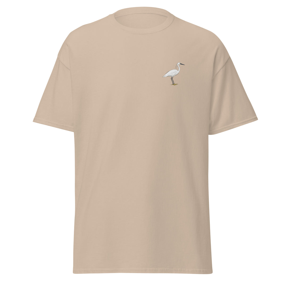 Little Egret unisex bird T-shirt in Sand