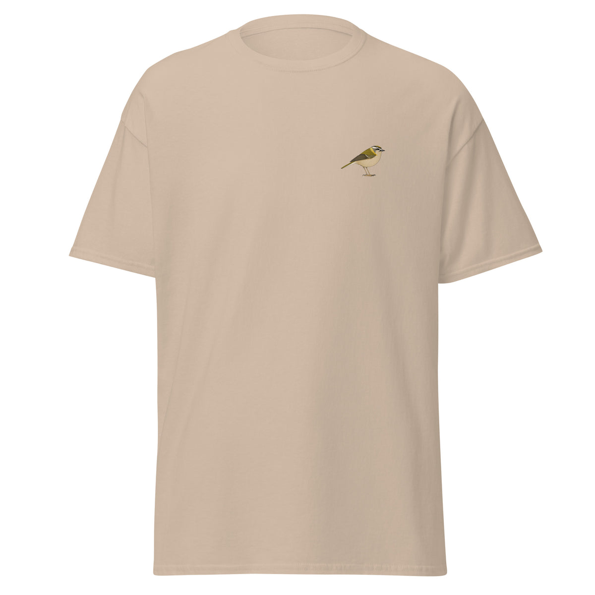 Firecrest unisex bird T-shirt in Sand