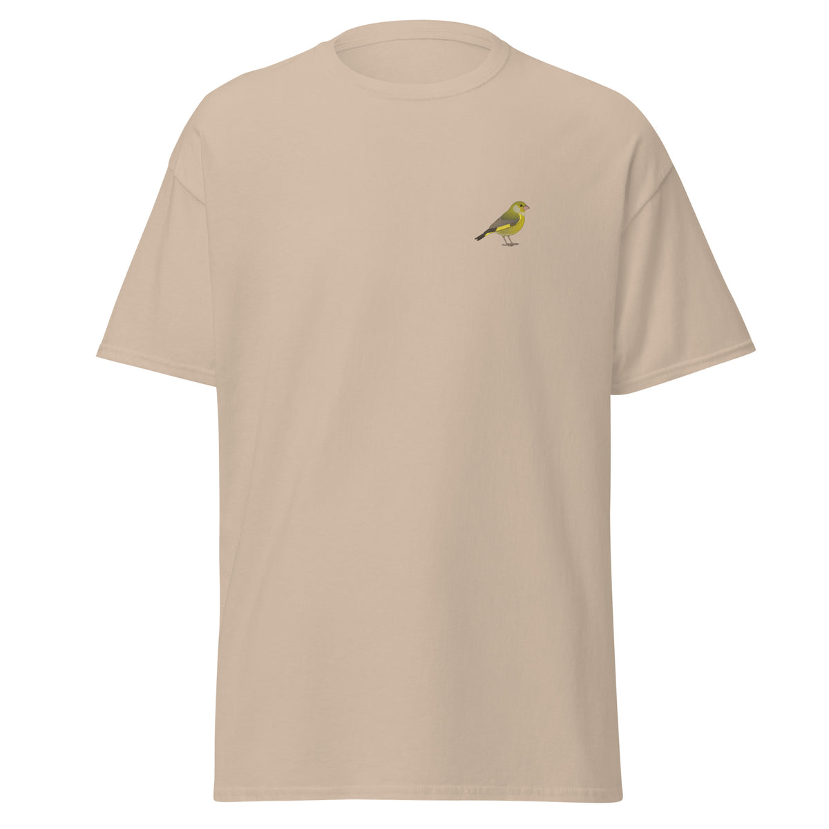 Greenfinch unisex bird T-shirt in Sand