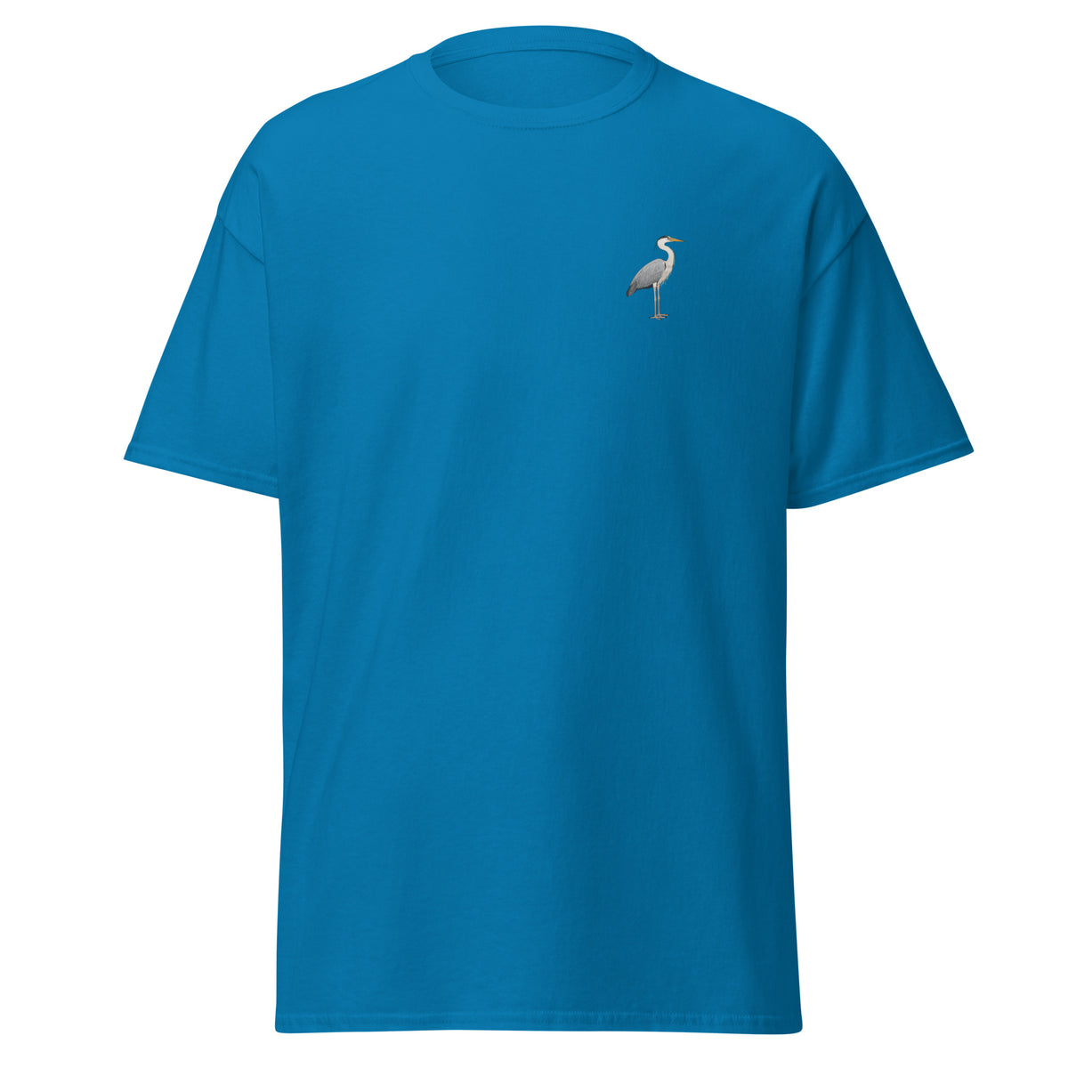 Heron unisex bird T-shirt in Sapphire