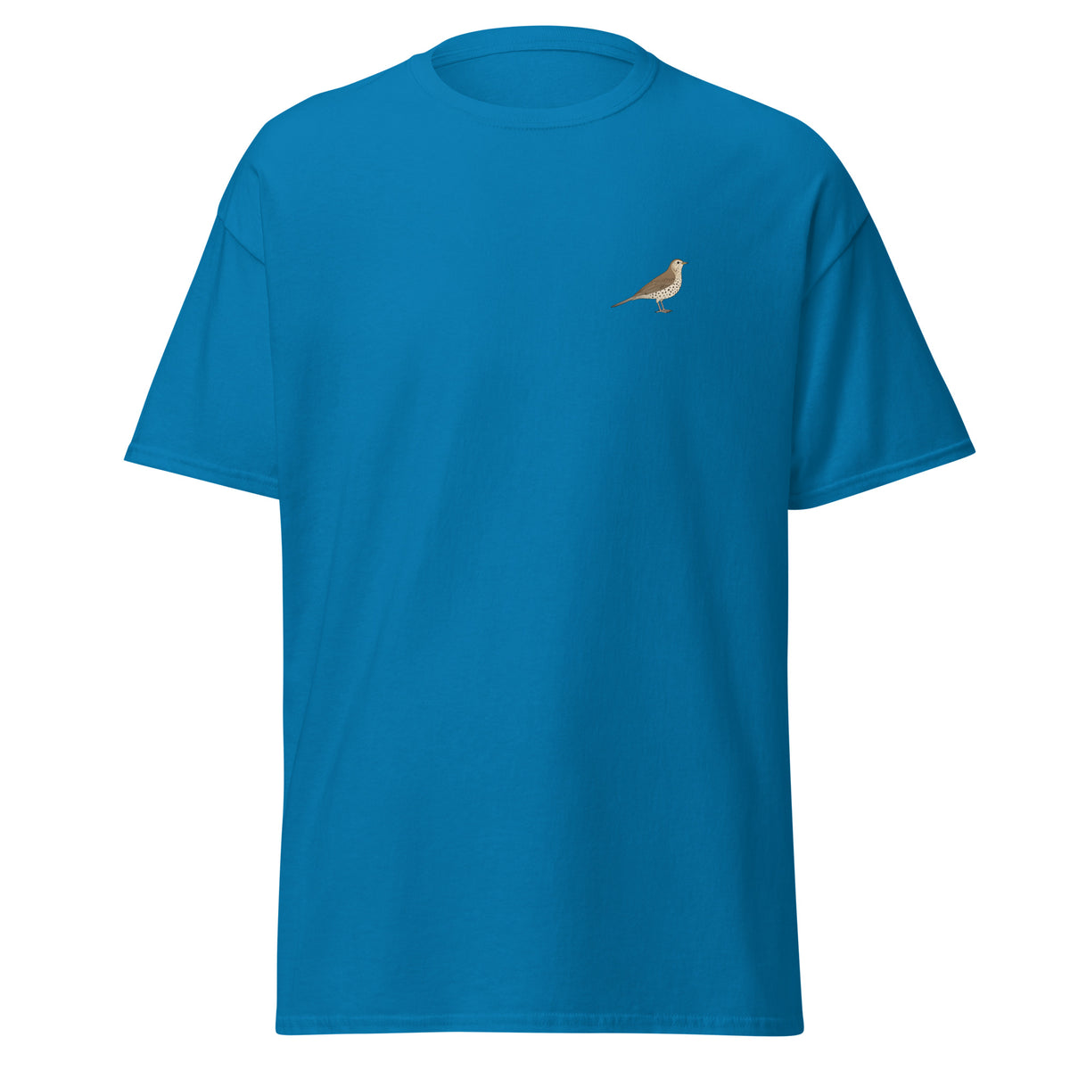 Mistle Thrush unisex bird T-shirt in Sapphire