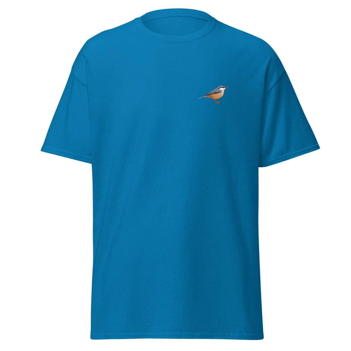 Nuthatch unisex bird T-shirt in Sapphire
